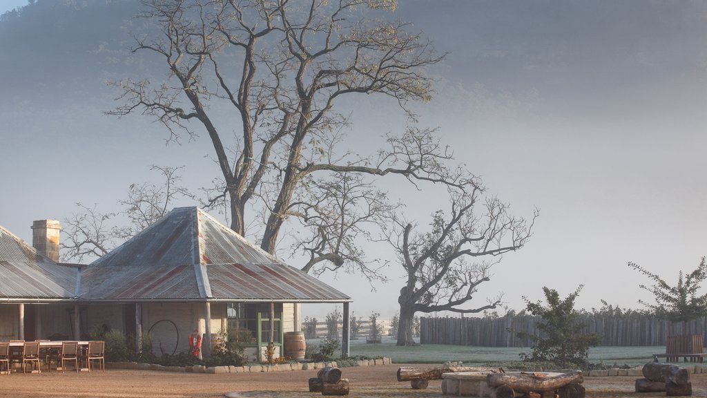 Blue Mountains showing heritage architecture, a house and mist or fog