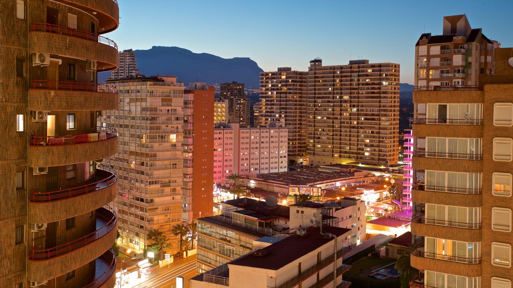 Benidorm which includes a city and night scenes