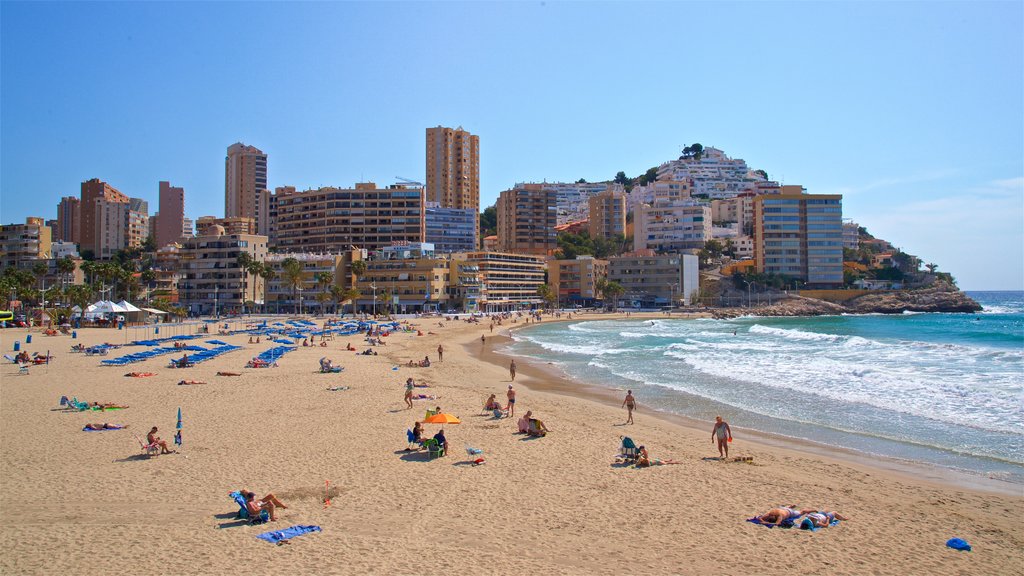 La Cala Beach featuring a coastal town, a sandy beach and general coastal views