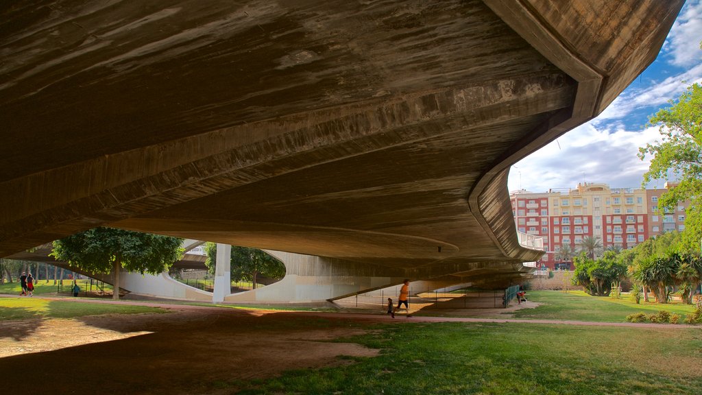 Puente de las Artes showing a park and a bridge