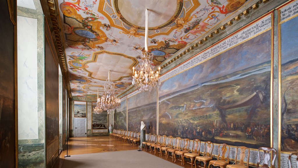 Drottningholm Palace featuring interior views, château or palace and art