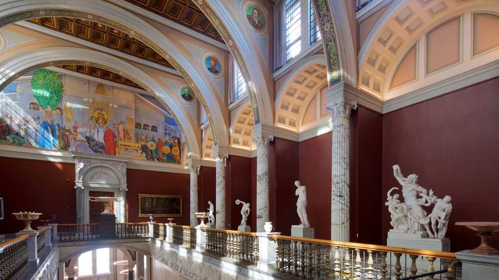 Museo nacional que incluye elementos del patrimonio, vistas interiores y una estatua o escultura