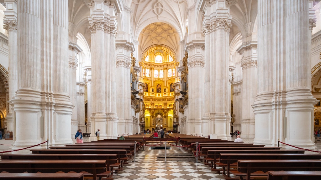 Granada Cathedral featuring interior views, heritage elements and a church or cathedral