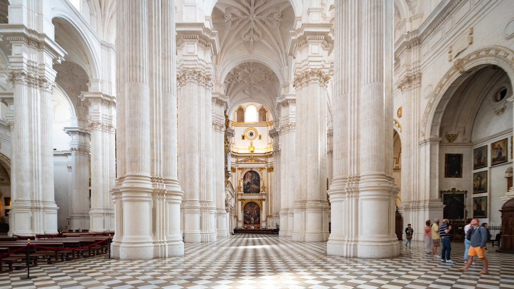 Granada Cathedral which includes interior views, a church or cathedral and heritage elements