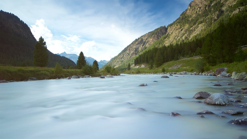 Pontresina mostrando cenas tranquilas e um rio ou córrego