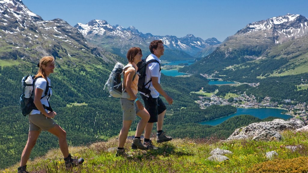 St. Moritz which includes hiking or walking, landscape views and tranquil scenes