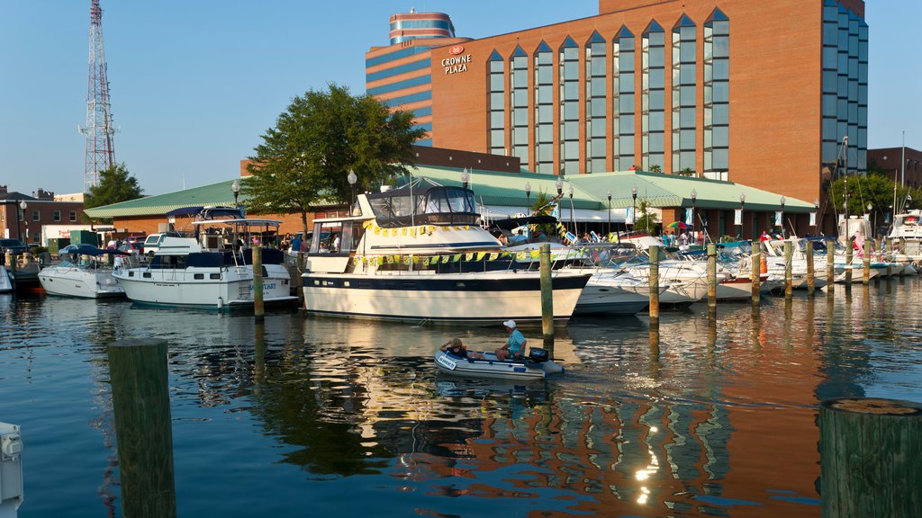 Hampton showing a marina, boating and a coastal town