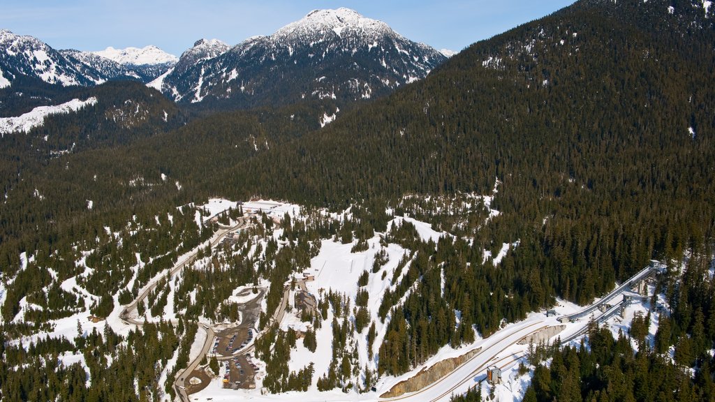 Whistler Olympic Park caracterizando neve, montanhas e paisagem