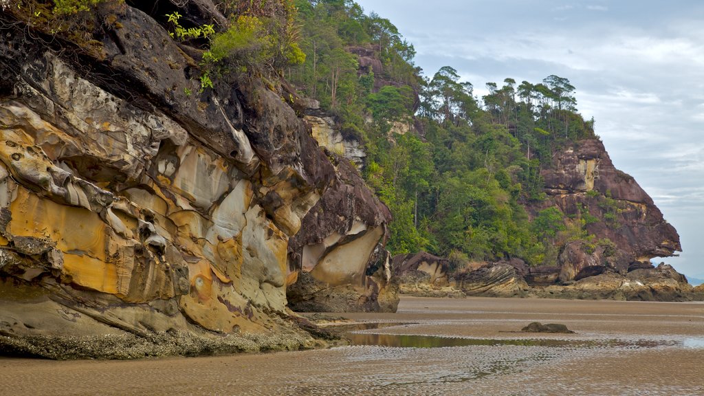 Bako National Park featuring mountains and rugged coastline