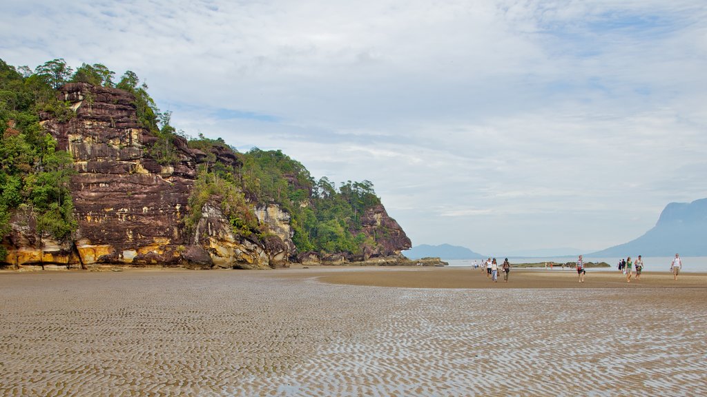 Bako National Park showing a beach, landscape views and mountains