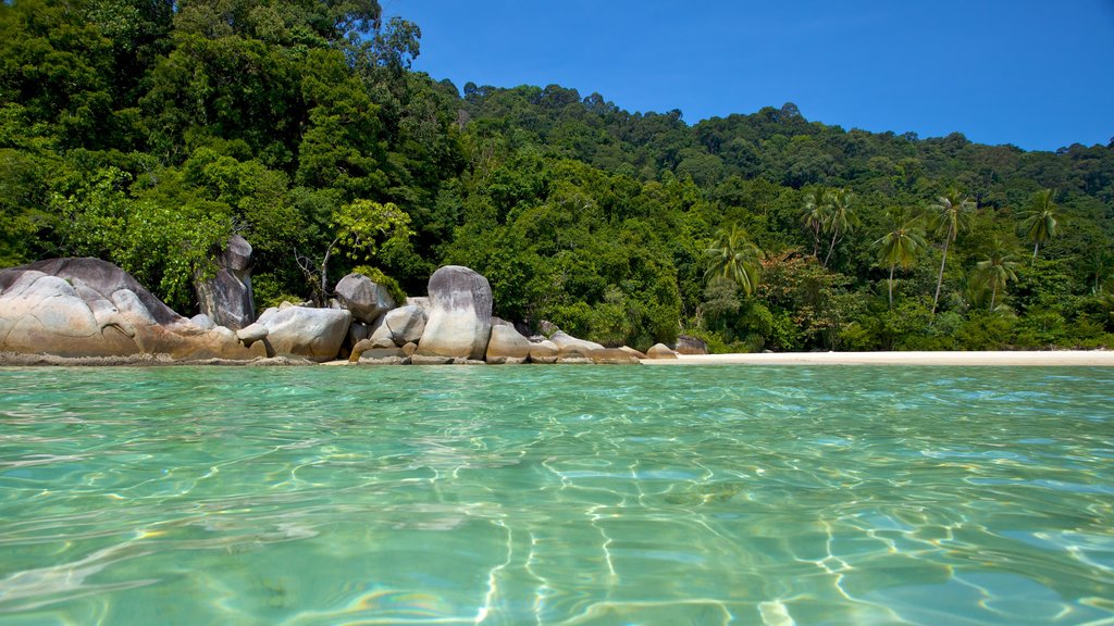 Pulau Perhentian Besar showing a sandy beach and landscape views