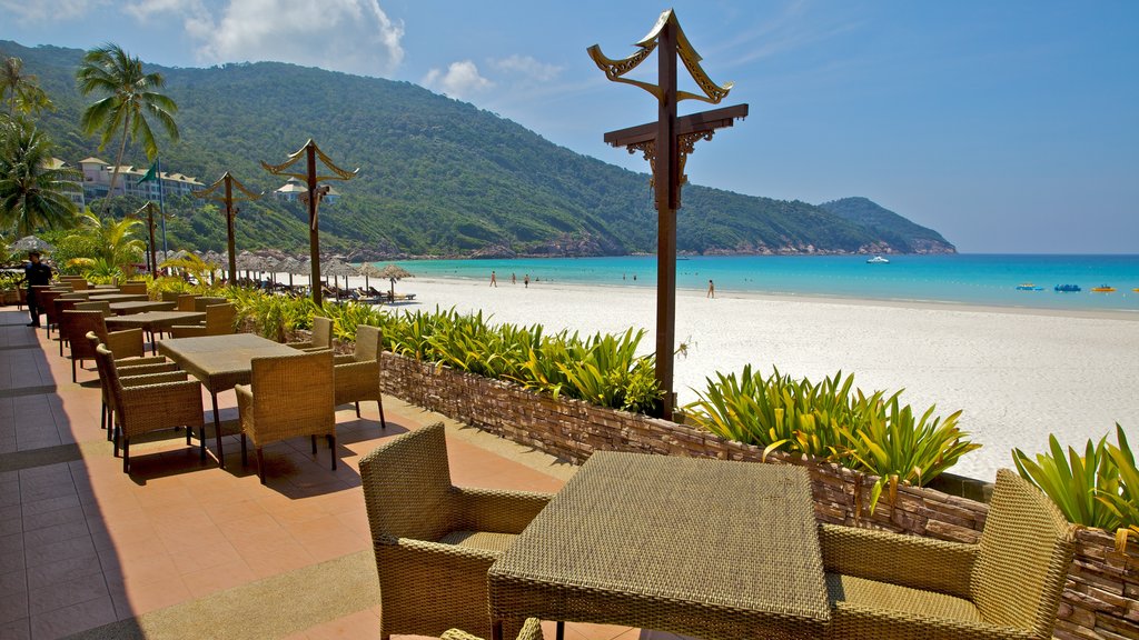 Redang Island showing a beach, tropical scenes and a coastal town