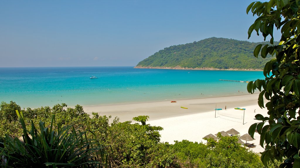 Redang Island which includes tropical scenes, a sandy beach and landscape views