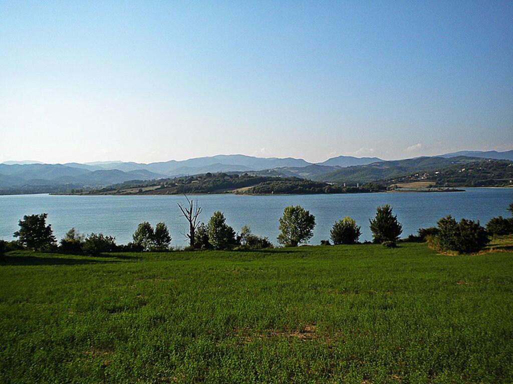 Il lago artificiale di Bilancino è una delle opzioni dei fiorentini per abbronzarsi al sole e fare un bagno senza allontanarsi troppo dalla città. Di Massimilianogalardi (Opera propria)  , attraverso Wikimedia Commons