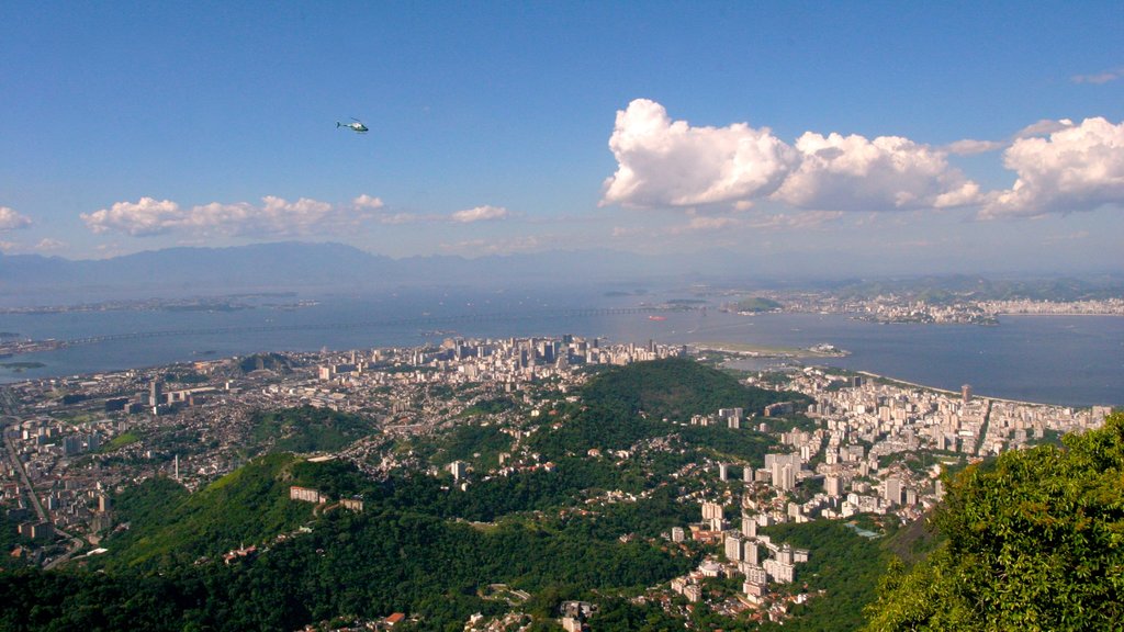 Cristo de Corcovado mostrando una ciudad y un avión