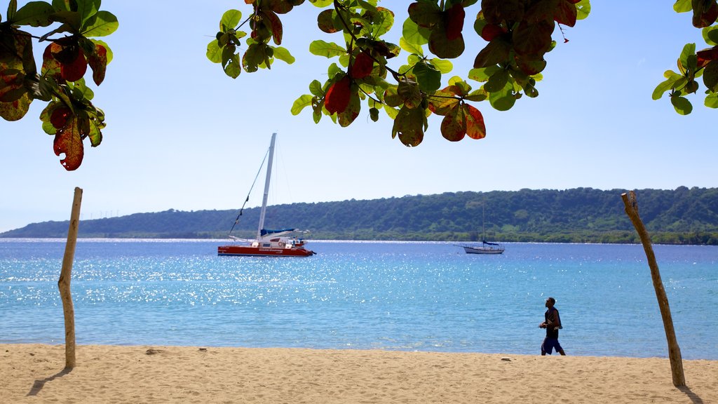 Baie de Mele montrant scènes tropicales, plage de sable et baie ou port