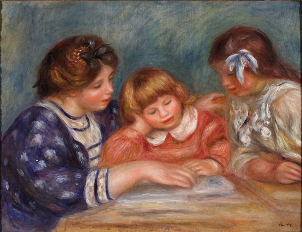 Pierre Auguste Renoir, La Lecon (Bielle, l'institutrice et Claude Renoir lisant), ca. 1906 