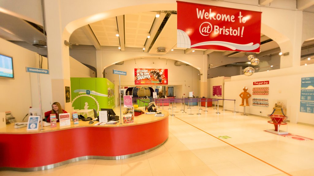 At-Bristol featuring signage and interior views as well as an individual female