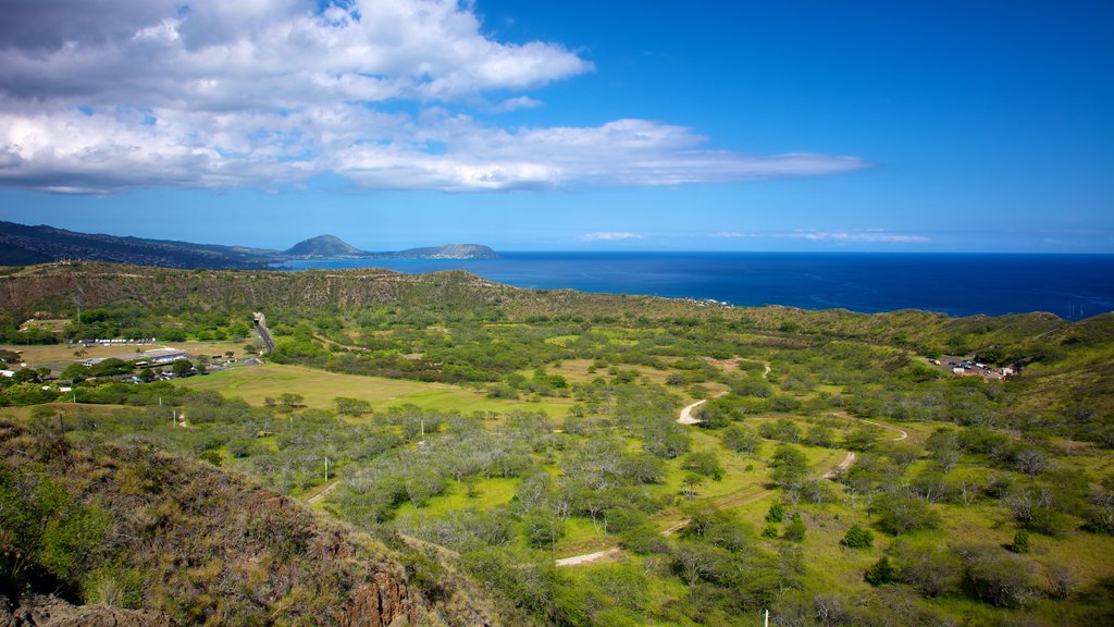 Diamond Head featuring tropical scenes, landscape views and general coastal views