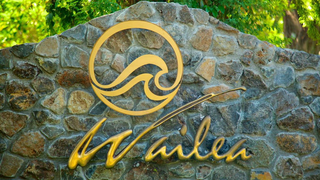 Wailea Beach som visar skyltar