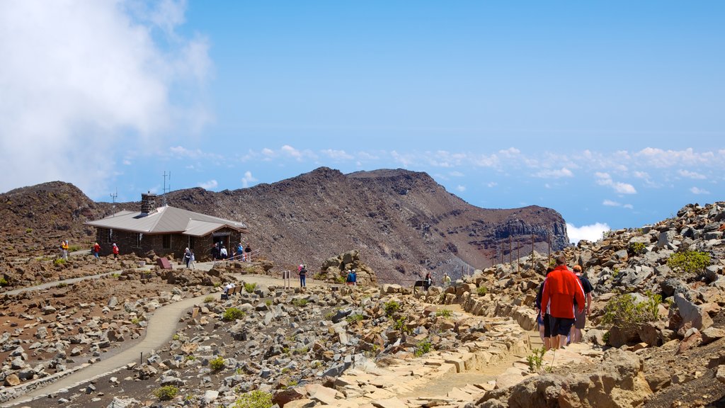 Haleakala Crater which includes a gorge or canyon, hiking or walking and mountains