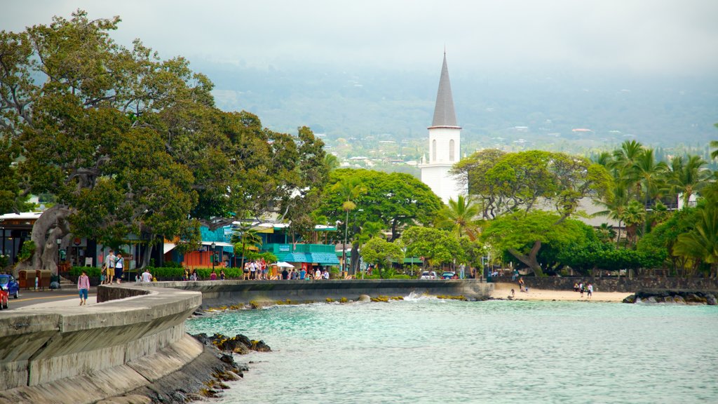 Kailua-Kona som viser udsigt over kystområde og en kystby