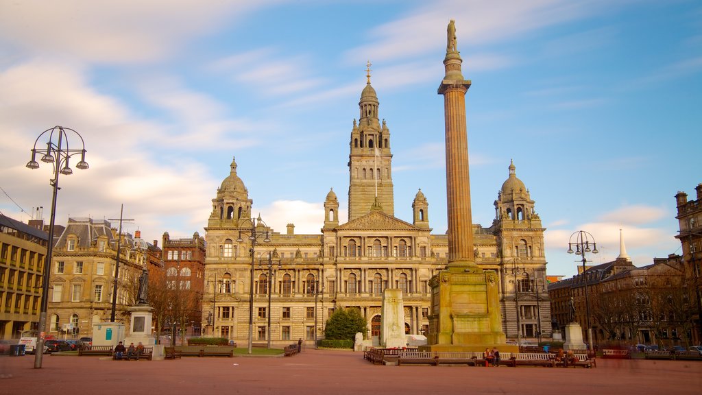 George Square which includes a city, a square or plaza and heritage architecture