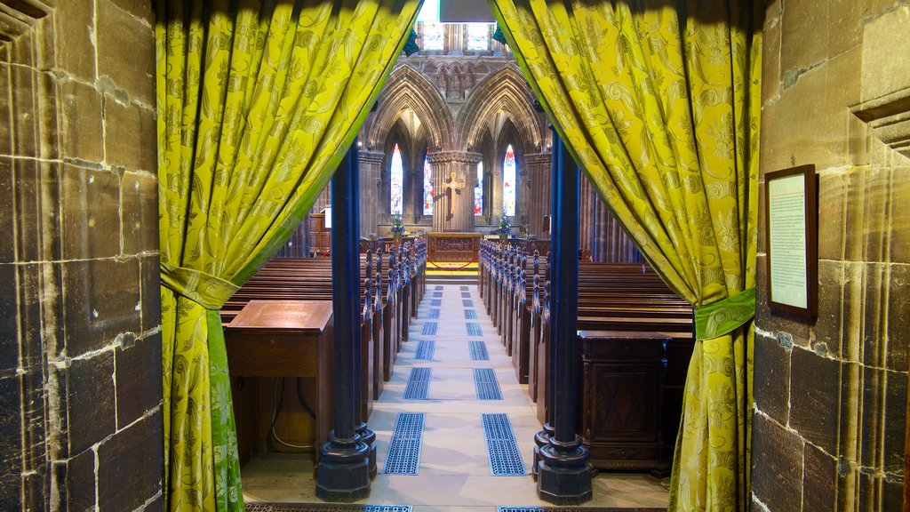 Glasgow Cathedral featuring religious elements, interior views and a church or cathedral