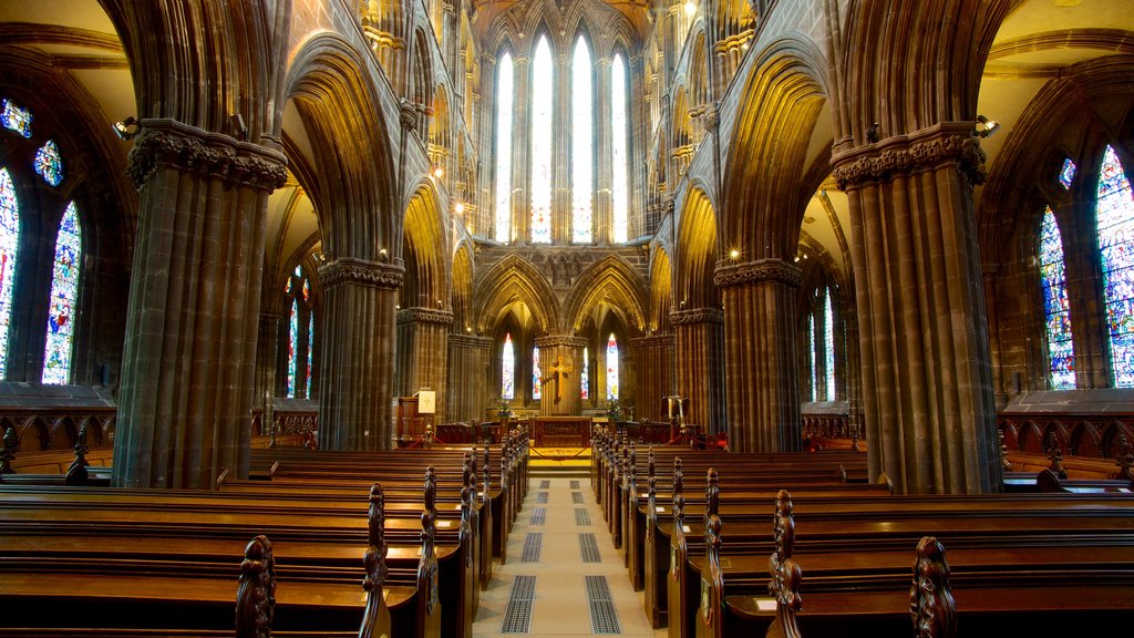 Glasgow Cathedral featuring interior views, a church or cathedral and religious elements