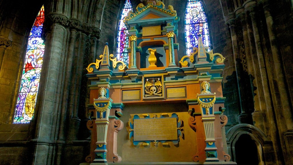 Glasgow Cathedral which includes religious aspects, interior views and a church or cathedral