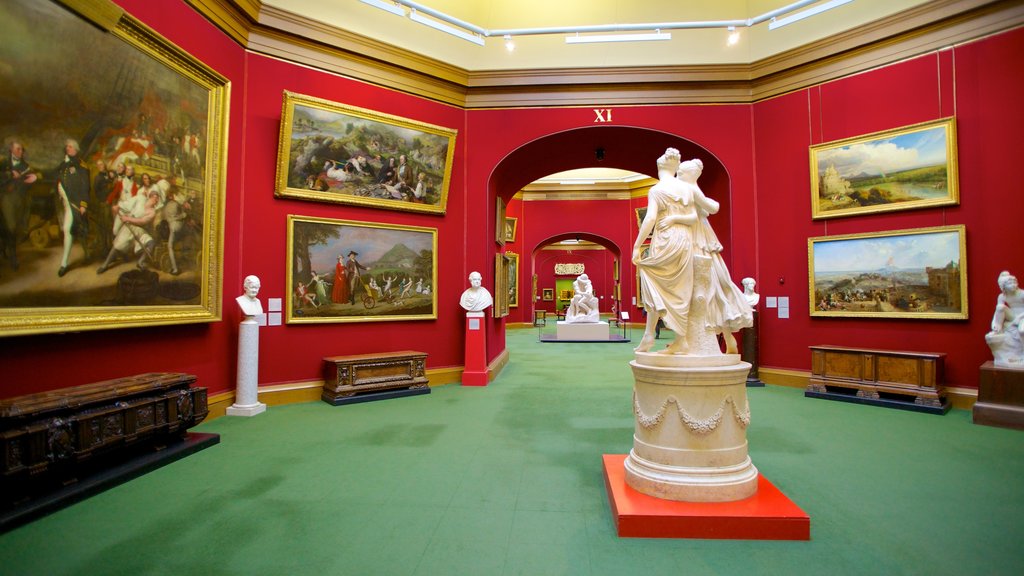 National Gallery of Scotland showing interior views and a statue or sculpture