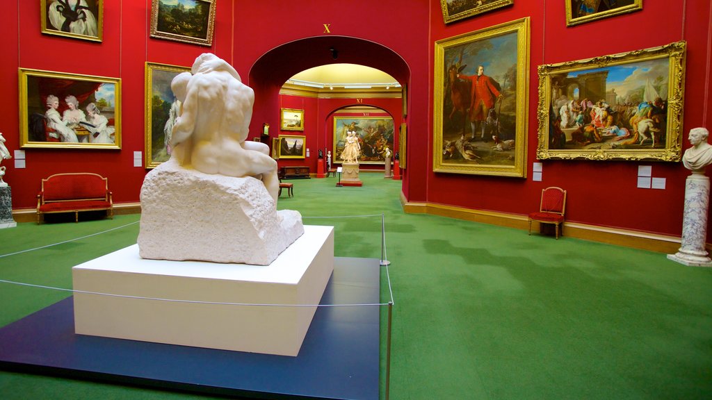 National Gallery of Scotland which includes interior views, art and a statue or sculpture