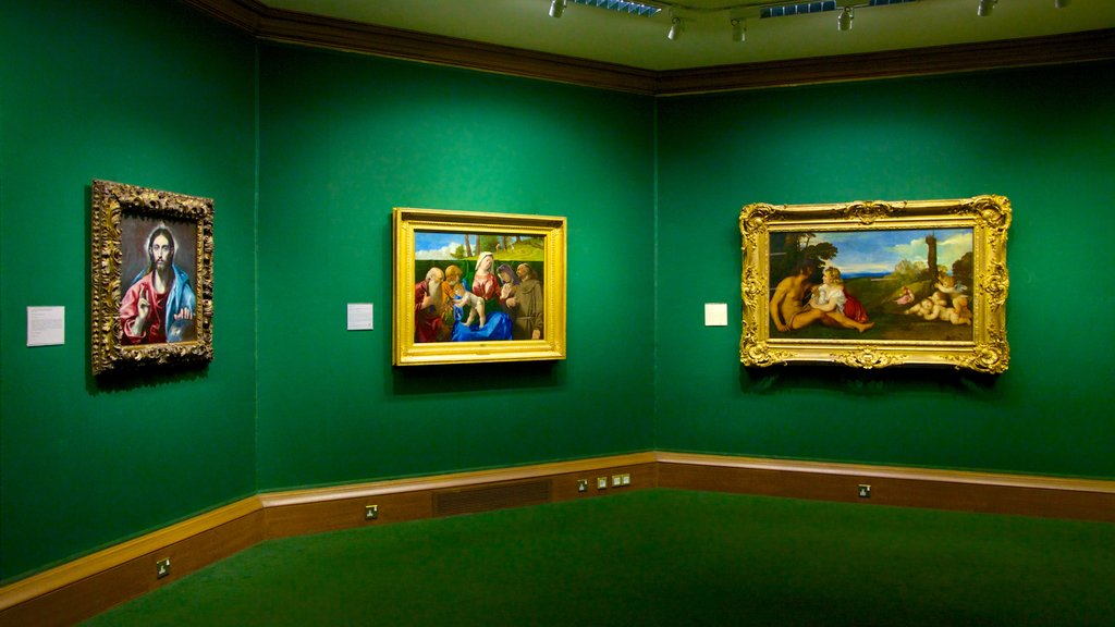 Galería Nacional de Escocia que incluye arte y vistas interiores