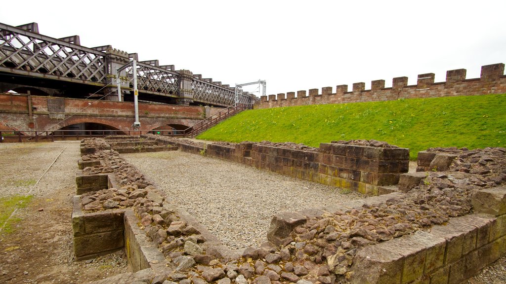 Castlefield Roman Fort showing building ruins and heritage architecture