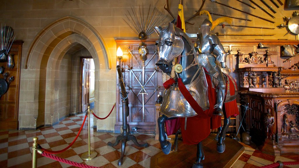 Warwick Castle showing heritage architecture, interior views and a castle