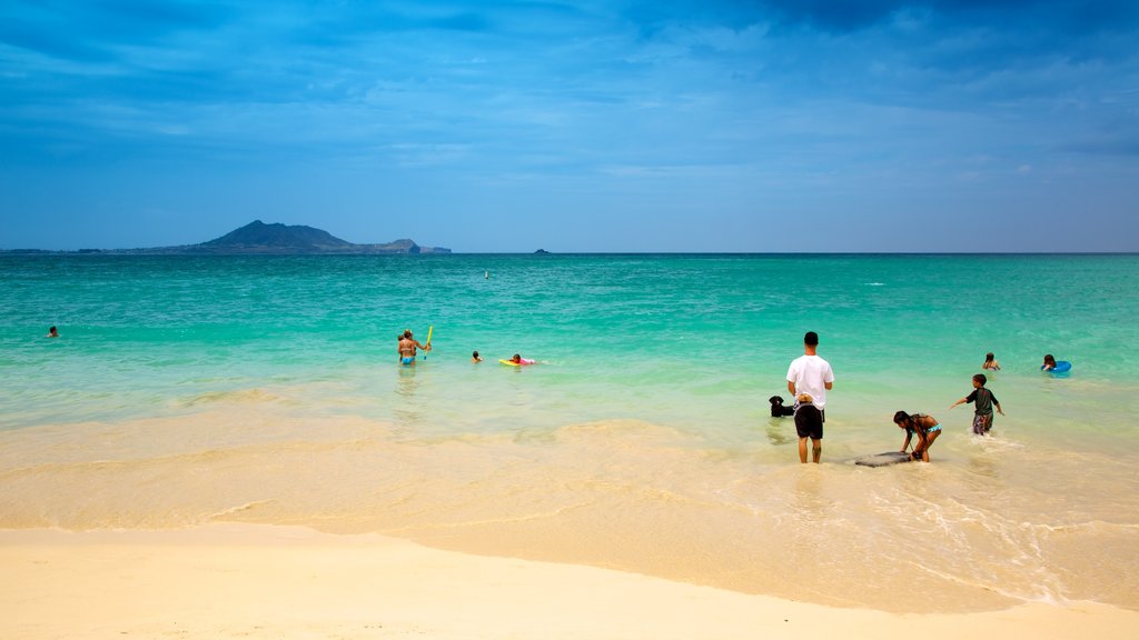 Kailua Beach mostrando natação, uma praia e paisagem