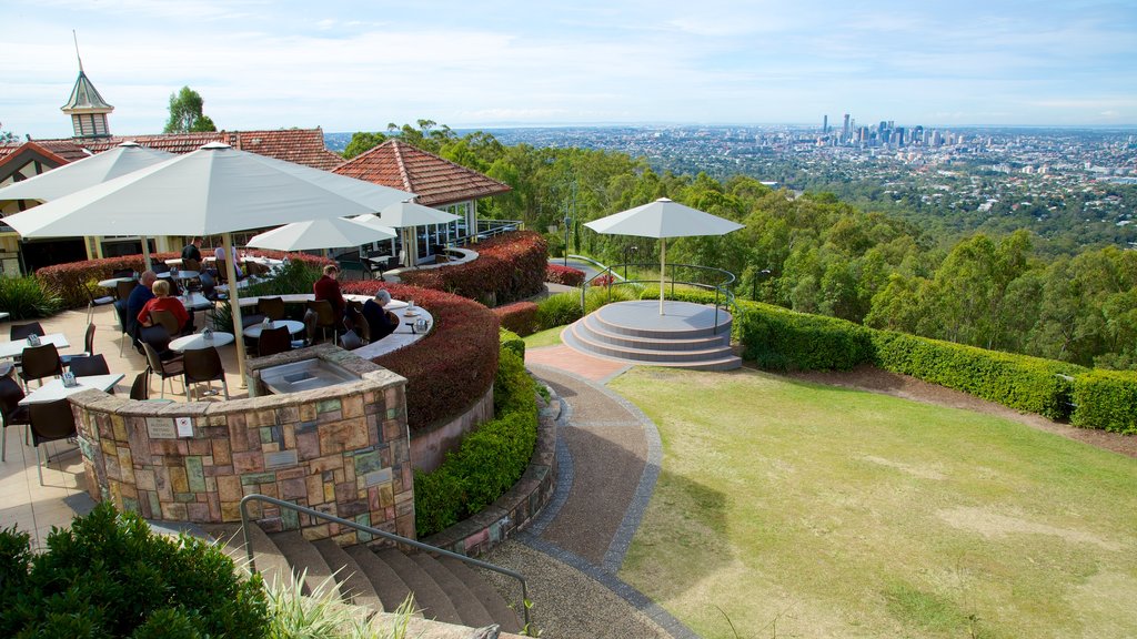 Mt. Coot-Tha showing views, a garden and a city