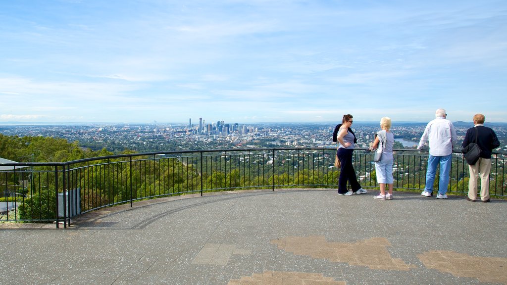 Mt. Coot-Tha which includes views, skyline and a city