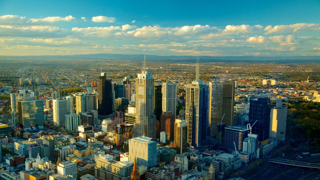 Eureka Tower que incluye una ciudad, un rascacielos y distrito central de negocios