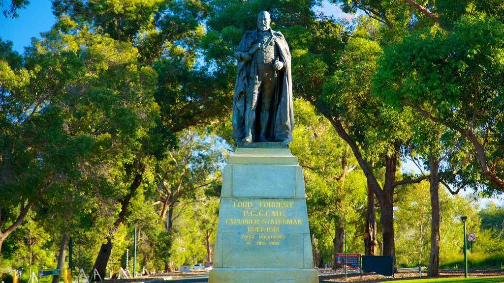 Kings Park and Botanic Garden que inclui uma estátua ou escultura, sinalização e um jardim