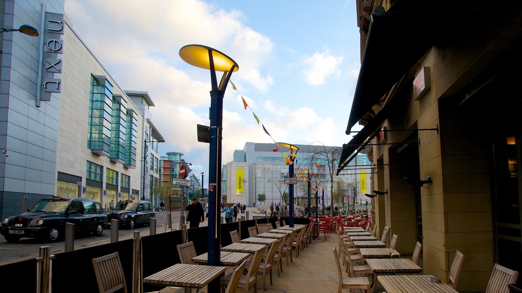 National Football Museum showing a city and street scenes