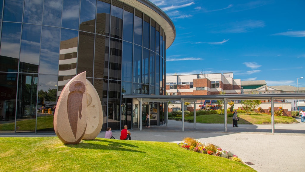 Victoria Hospital which includes outdoor art