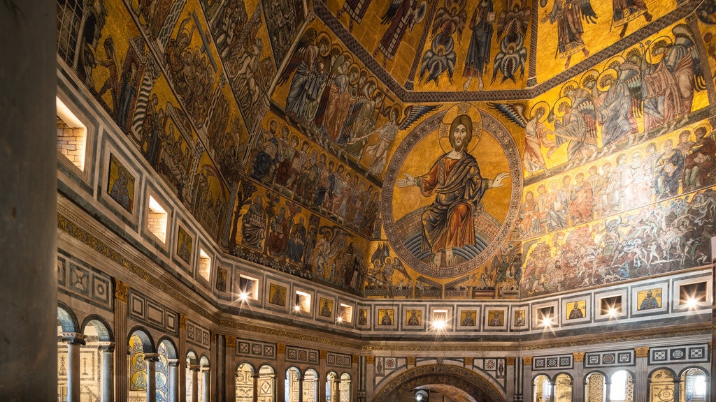 Florence Baptistery featuring interior views, art and heritage elements