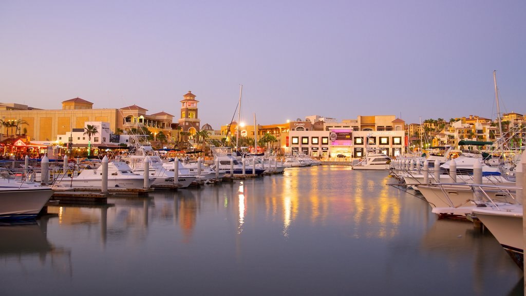 Jachthaven Cabo San Lucas toont een kuststadje en een jachthaven