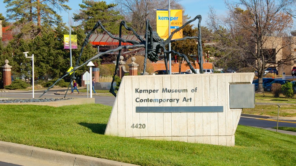 Kemper Museum of Contemporary Art which includes signage and outdoor art