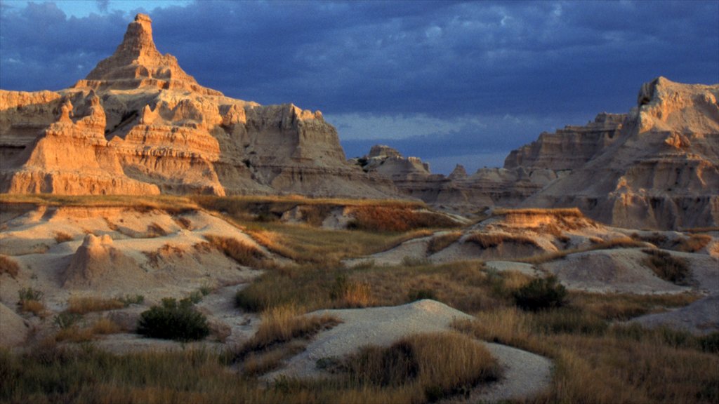 Rapid City showing a gorge or canyon, mountains and tranquil scenes