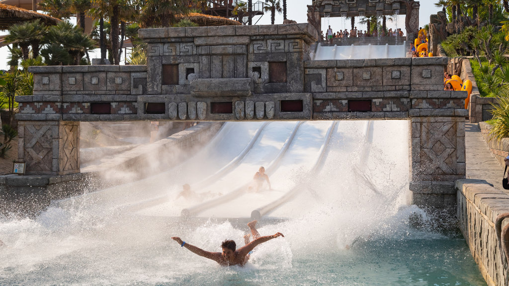 Parque acuático Aqualandia ofreciendo un parque acuático y también un hombre