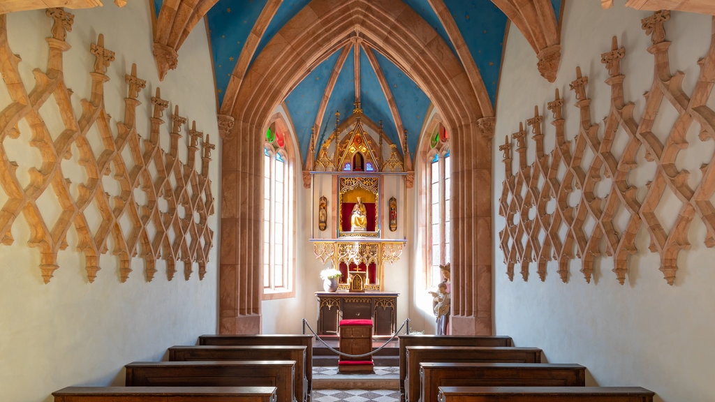 Trauttmansdorff Castle Gardens which includes a church or cathedral, interior views and heritage elements