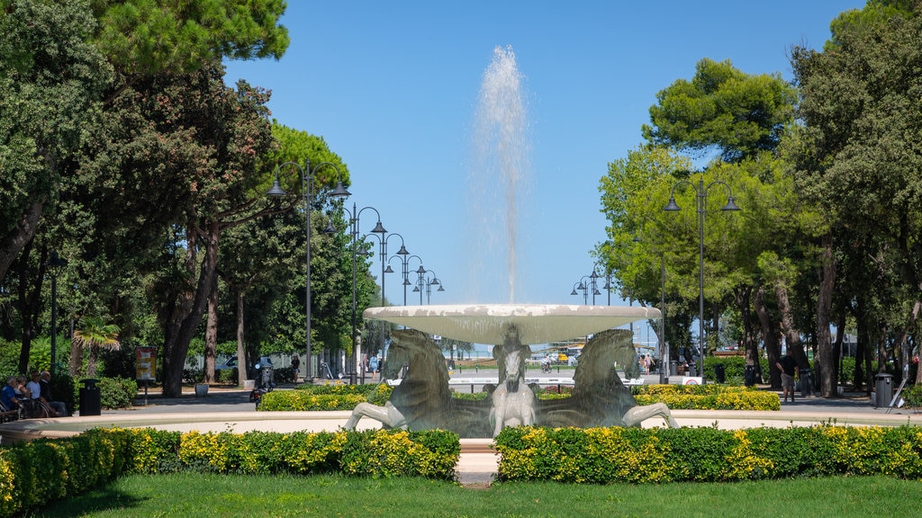 Marina Centro mostrando flores silvestres, una fuente y un jardín