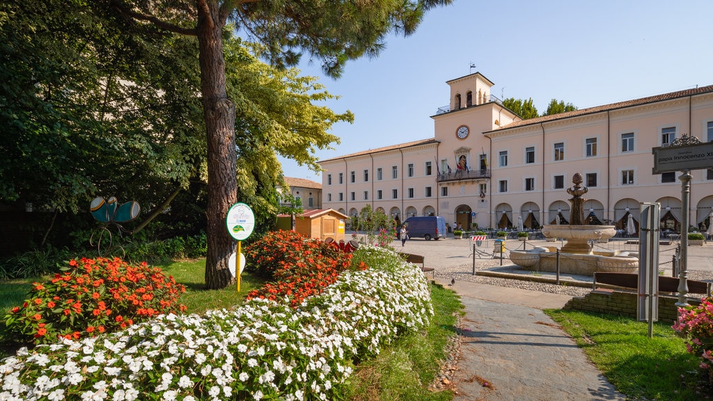 Piazza Garibaldi showing a garden and flowers